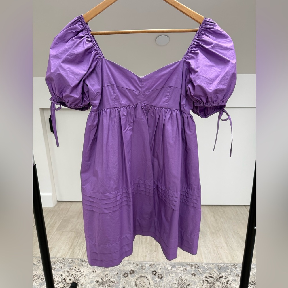 English Factory Lilac Babydoll Puff Sleeve Mini Dress, Size S